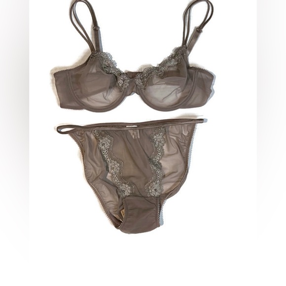 NWT bra and string bikini set, 36B & string bikini L in a beautiful dusty rose. - Picture 4 of 7